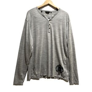 Guess Henley Light Gray Long Sleeve Casual Shirt Men's XX Large